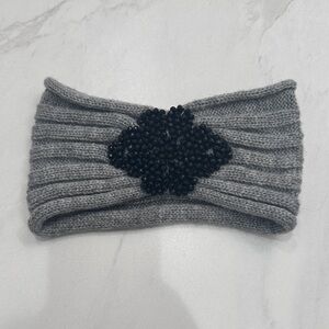 Topshop Gray Knit Headband with Black Beads